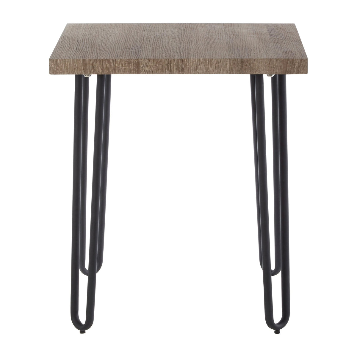 Filey Wooden Top Side Table with Hairpin Metal Legs