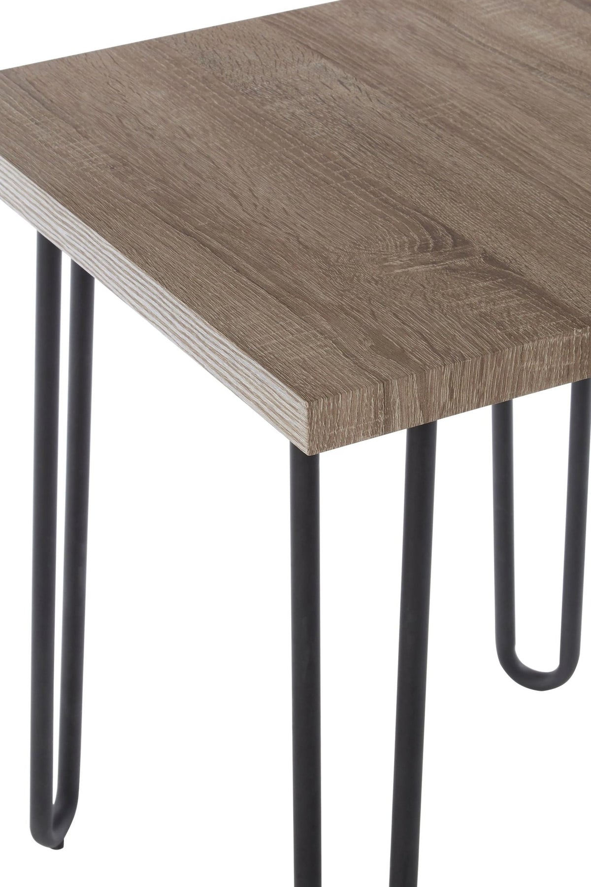 Filey Wooden Top Side Table with Hairpin Metal Legs
