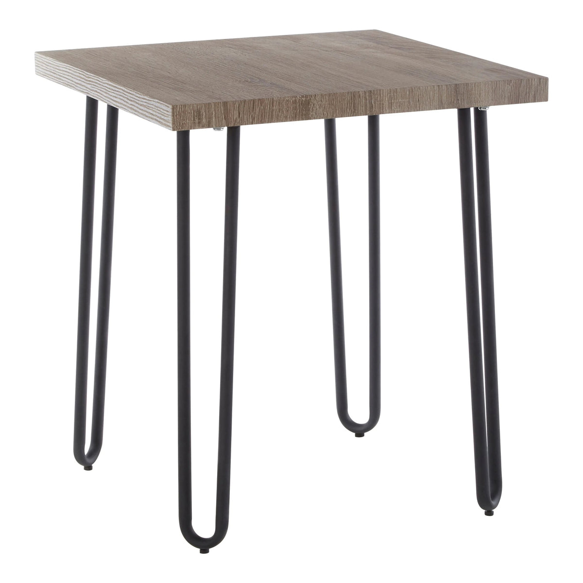 Filey Wooden Top Side Table with Hairpin Metal Legs