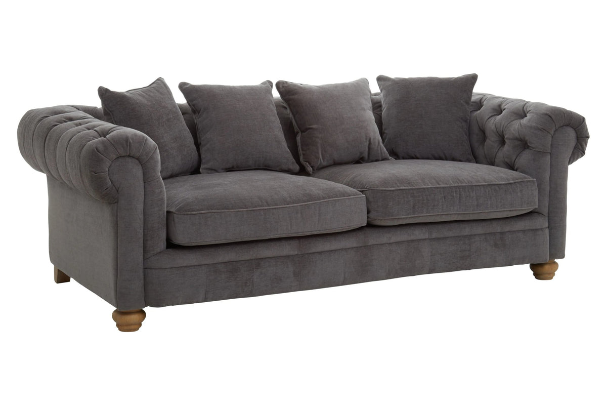 Turin Grey Fabric 3 Seater Sofa