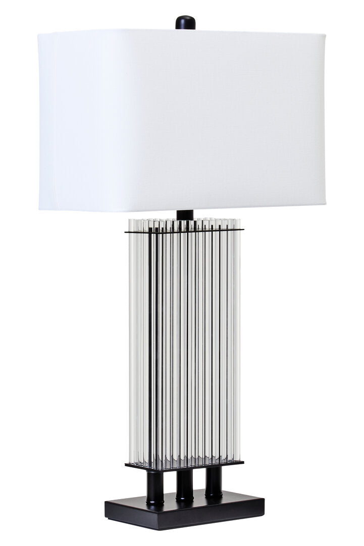 Norwich Clear Glass Table Lamp With Matte Base Black