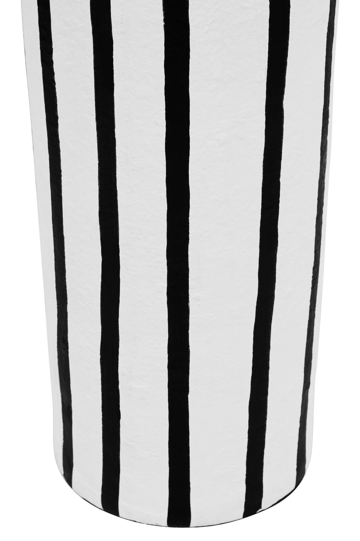 Turin Black and White Stripe Papier Mache Floor Lamp with Dome Shade