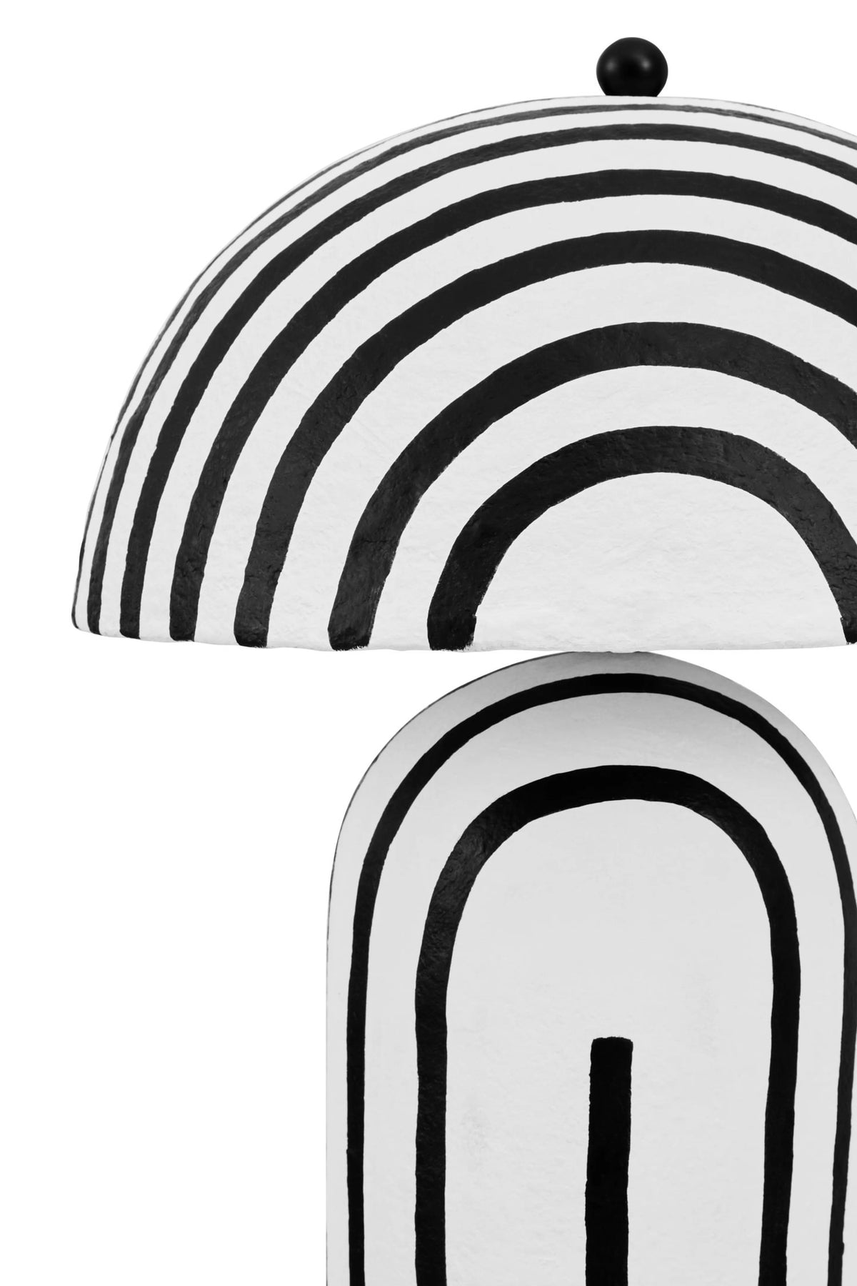 Turin Black and White Stripe Papier Mache Floor Lamp with Dome Shade