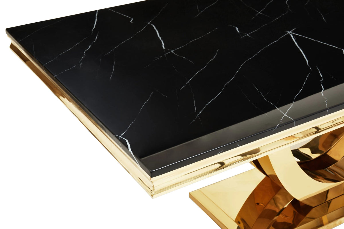 Windsor Black Faux Marble Rectangular Dining Table