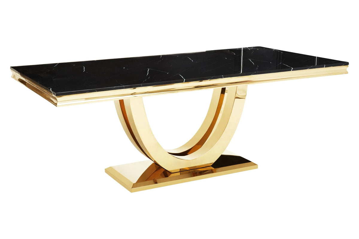 Windsor Black Faux Marble Rectangular Dining Table