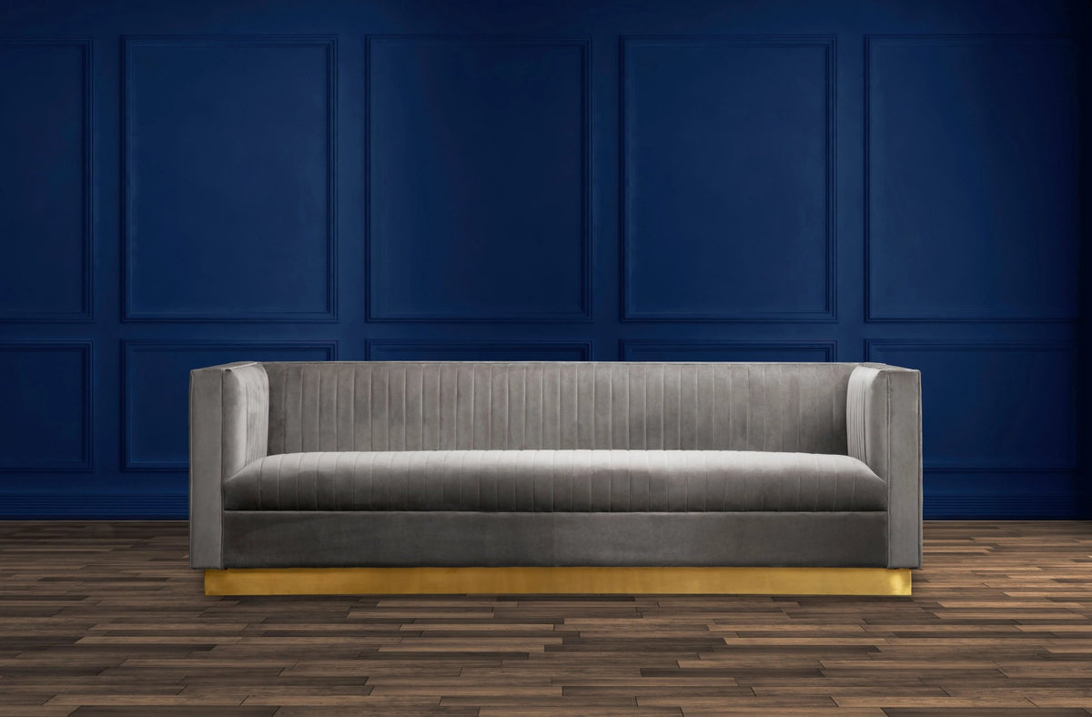 Knutsford Grey Velvet 3 Seat Sofa