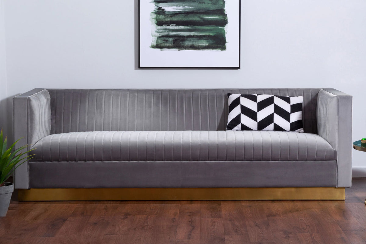 Knutsford Grey Velvet 3 Seat Sofa
