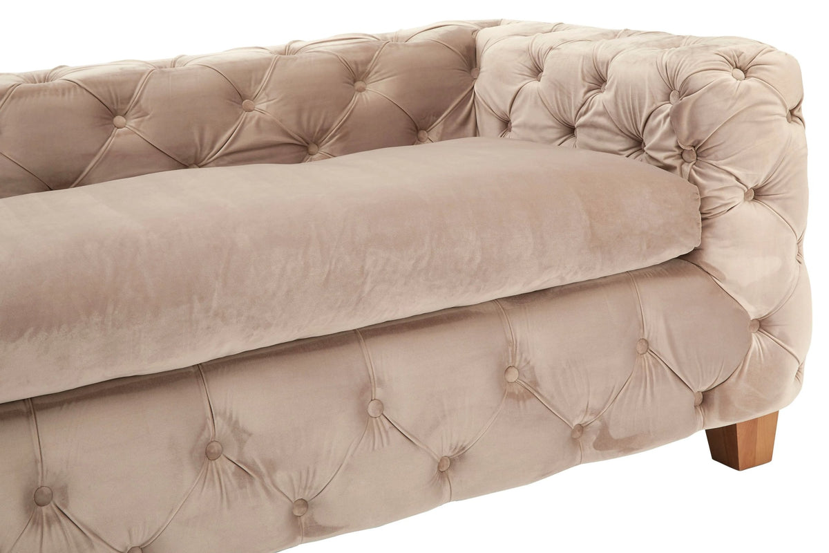 Eton 3 Seat Beige Velvet Sofa