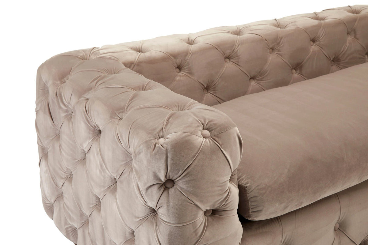 Eton 3 Seat Beige Velvet Sofa