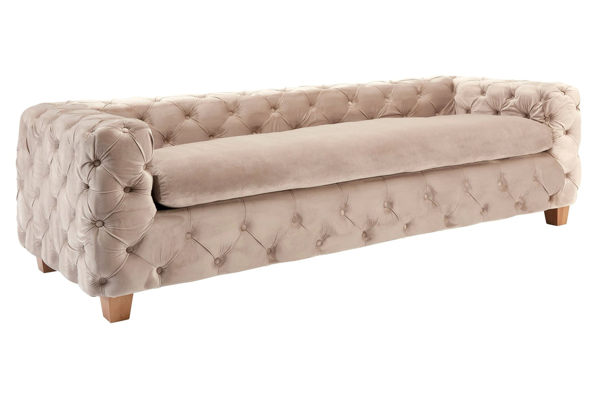 Eton 3 Seat Beige Velvet Sofa