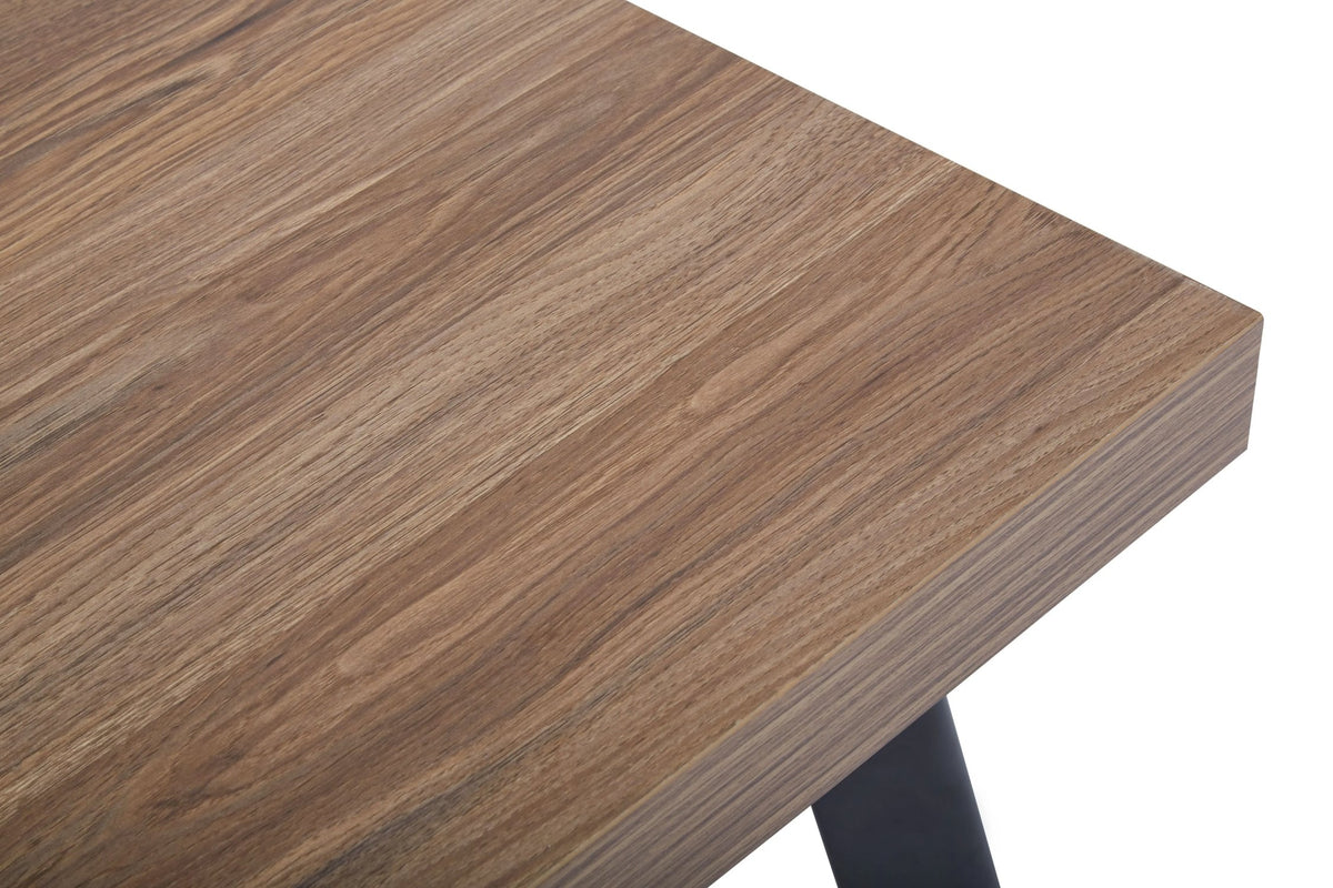 Hampton Wood Veneer Side Table with Black Metal Legs
