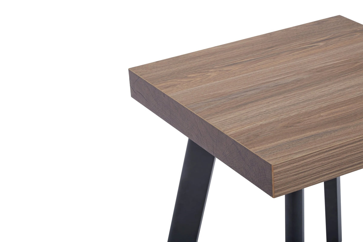 Hampton Wood Veneer Side Table with Black Metal Legs