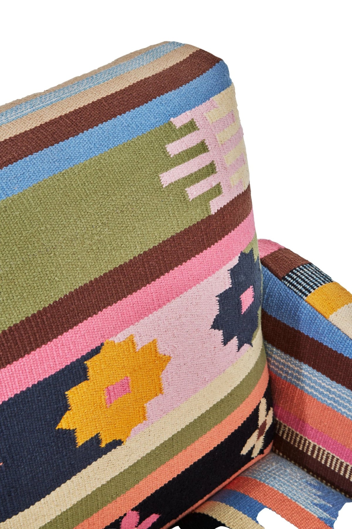 Granada Multi Colour Kilim Style Fabric Chair with Mango Wood Legs