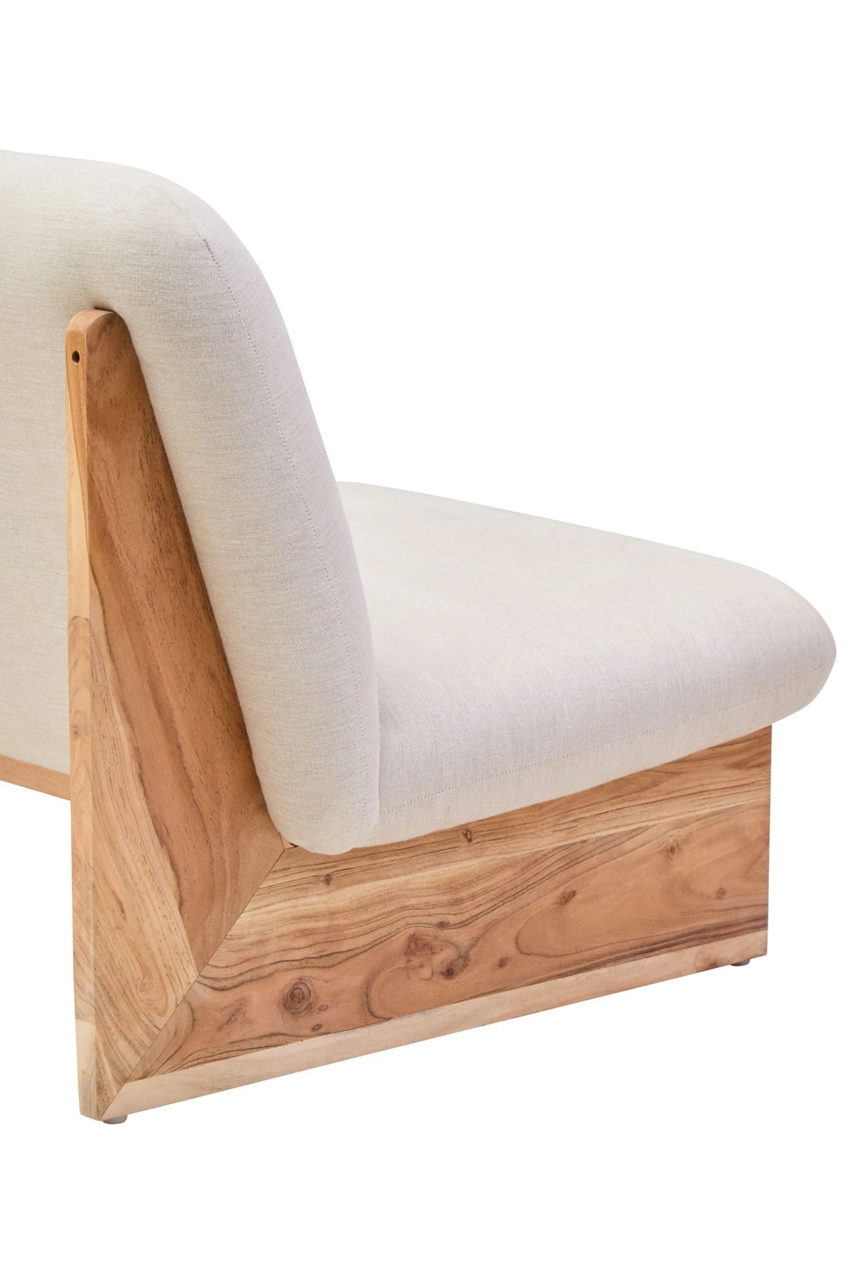 Notting Cream Linen Textured 2 Seater Armless Sofa with Wood Base