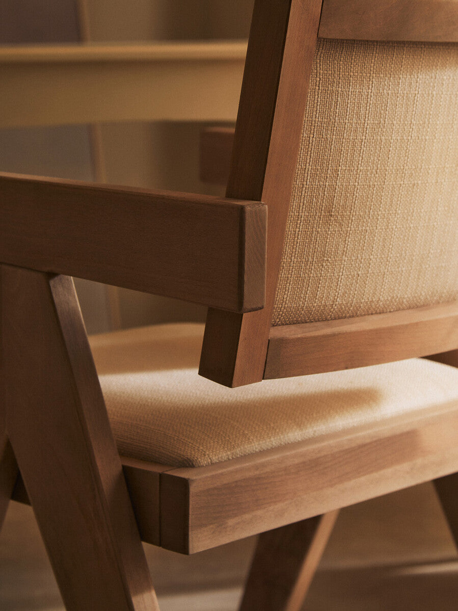 Stirling Ivory Fabric and Grey Wash Beech Wood Dining Chair