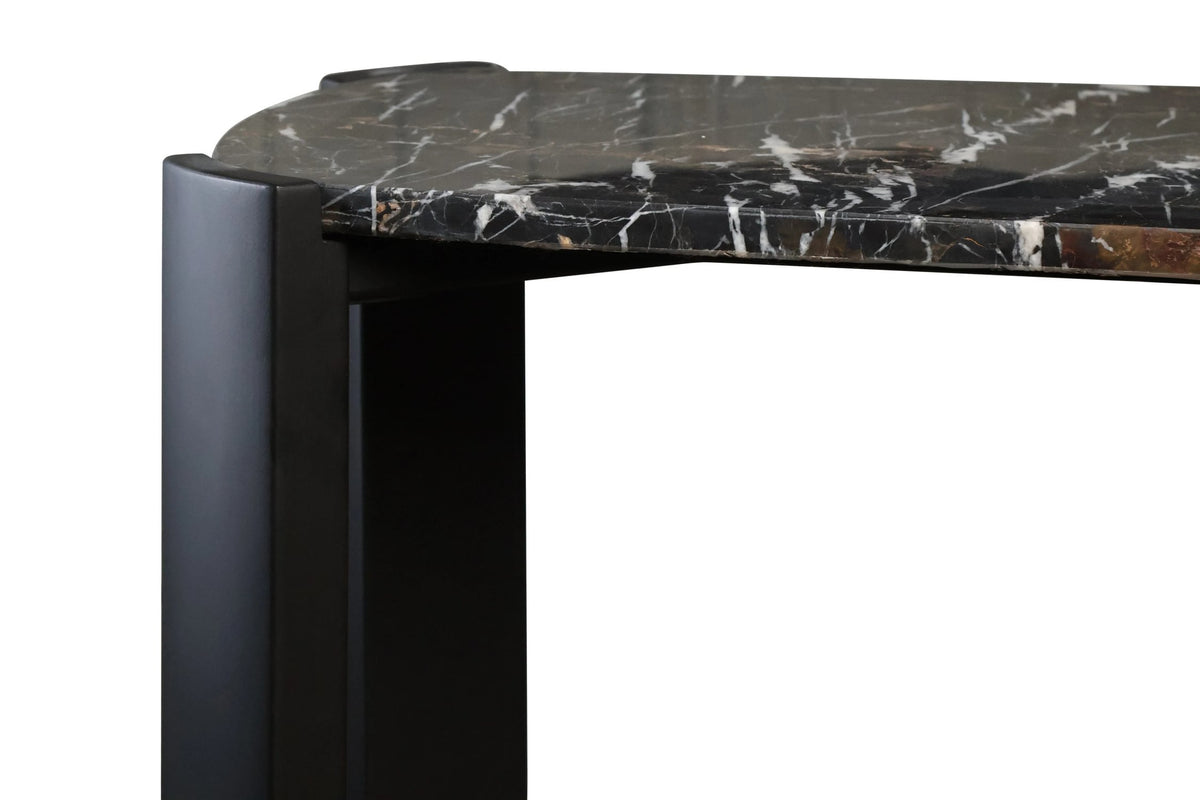 Yarm Marble Top and Acacia Wood Console Table #colour_black