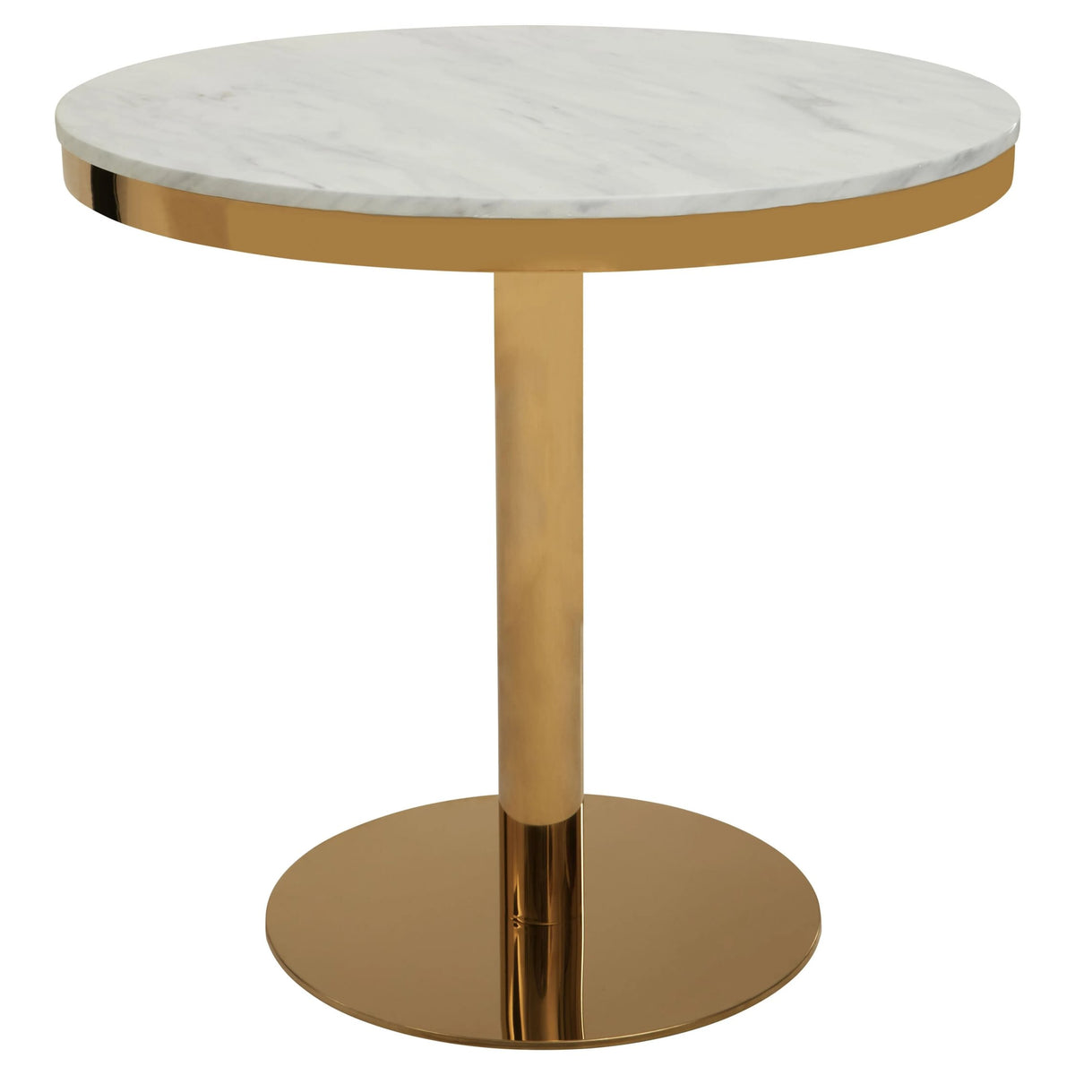 Devon Round Marble Dining Table with Gold Base