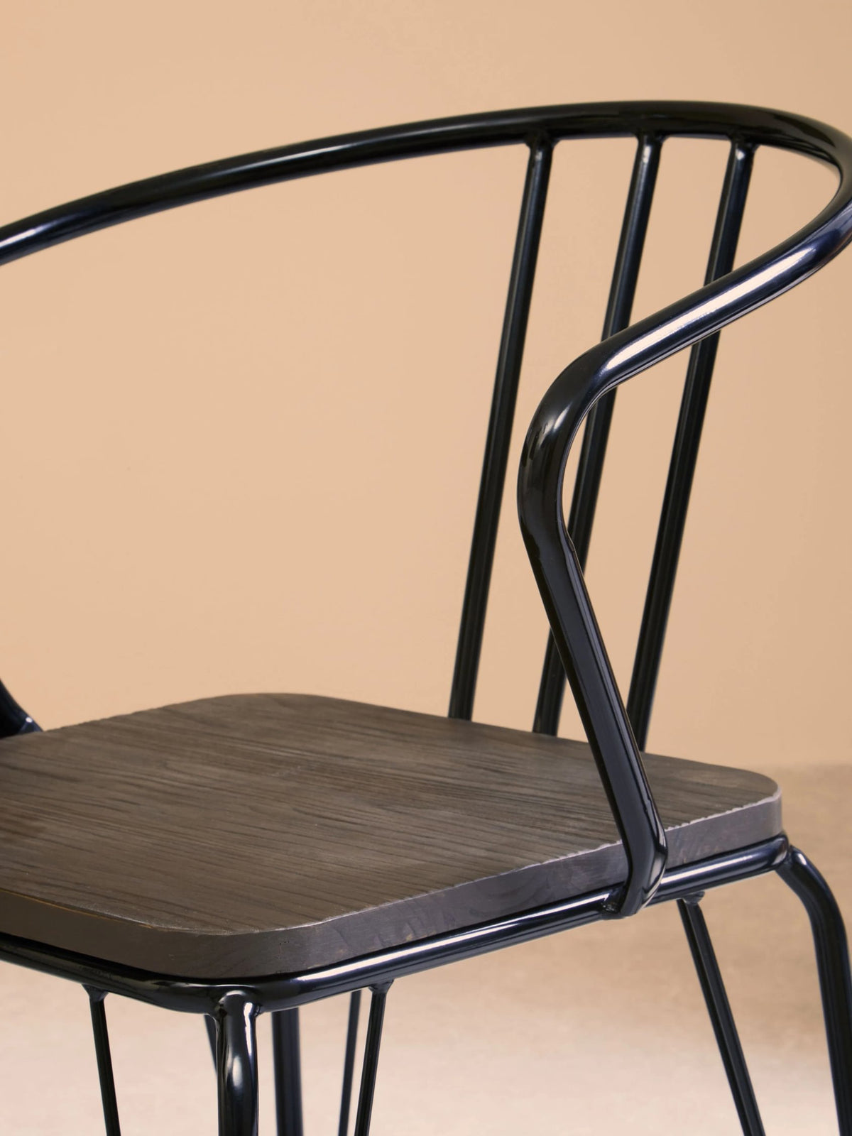 Madison Black Metal and Elm Wood Armchair