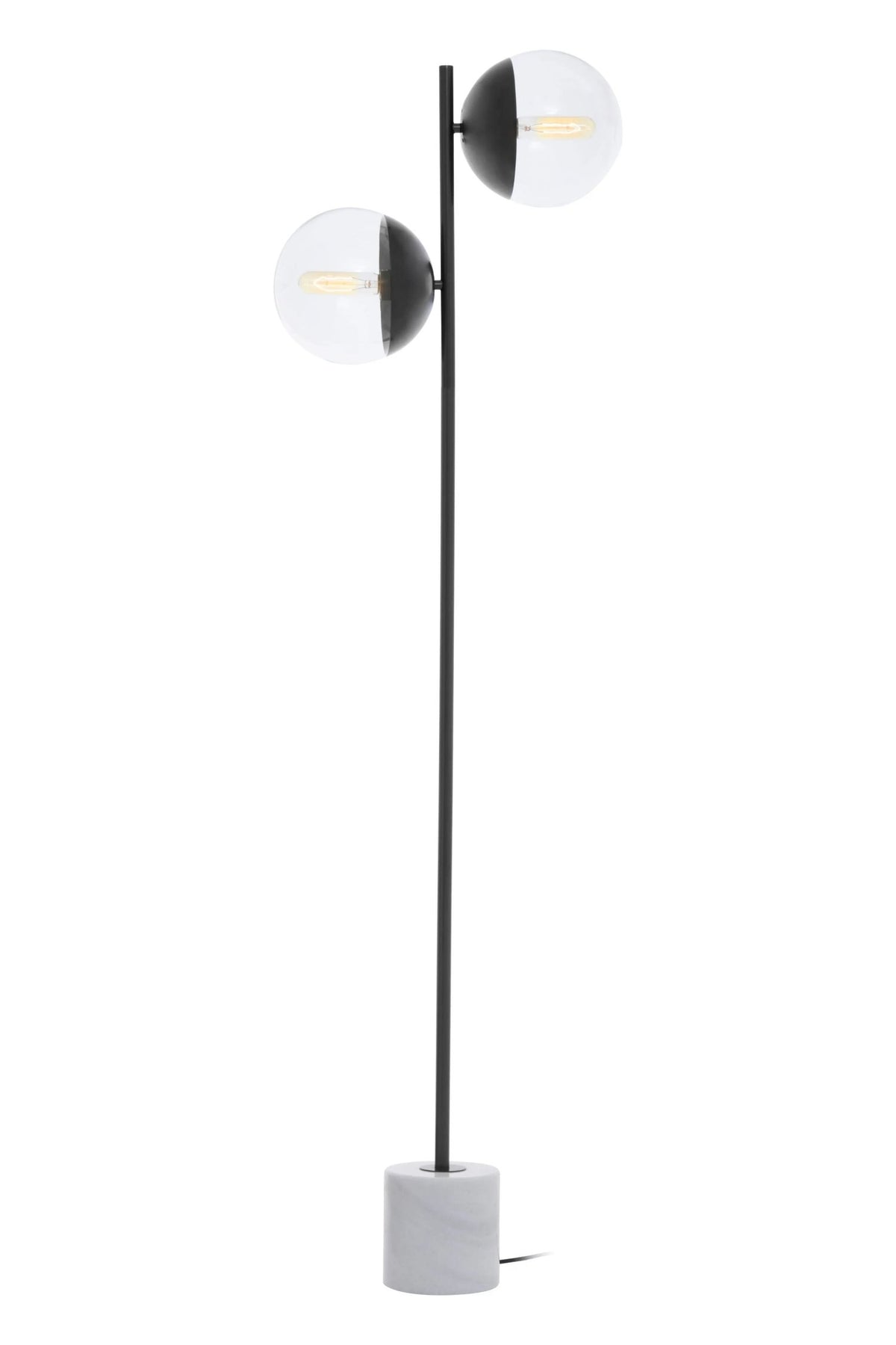 Siena Two Light Black Floor Lamp with Marble Base