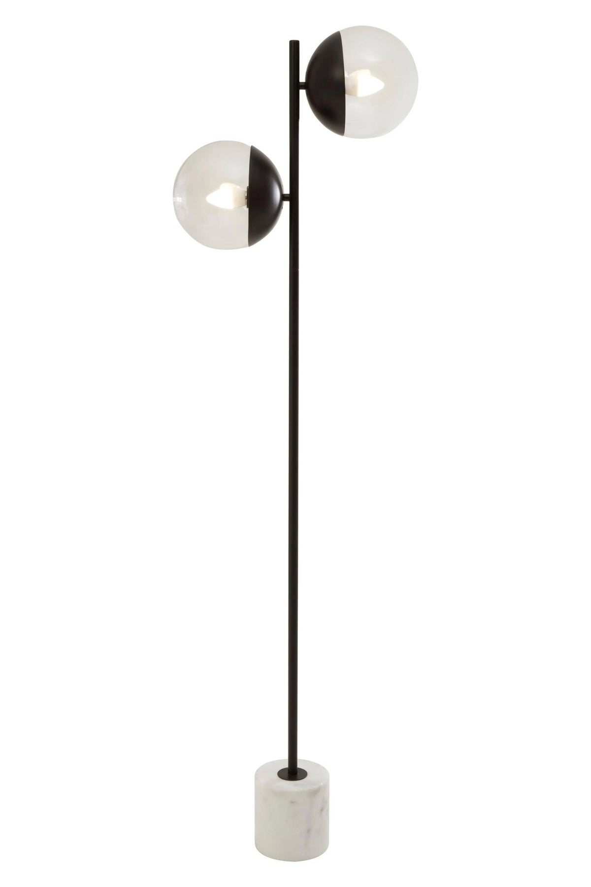 Siena Two Light Black Floor Lamp with Marble Base