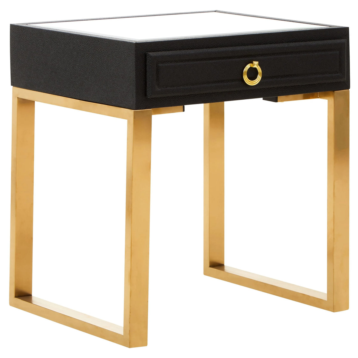 Laguna 1 Drawer Black Shagreen Effect Side Table