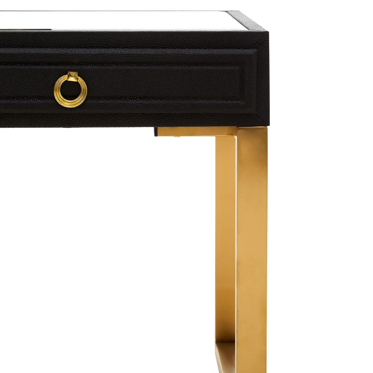 Laguna 1 Drawer Black Shagreen Effect Side Table