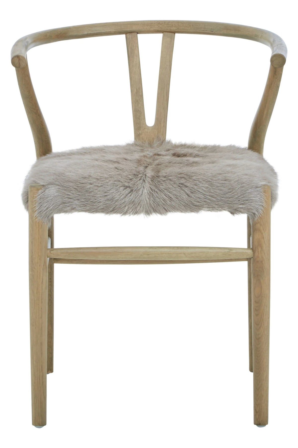 Selsey Natural Oak Wood and Grey Fur Dining Chair