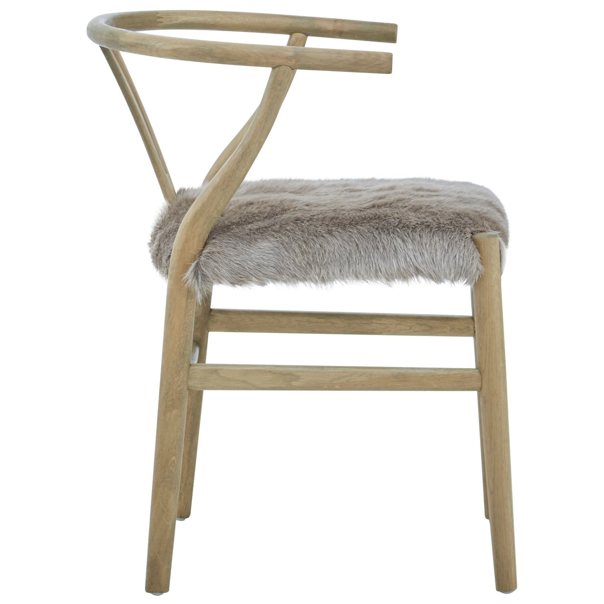 Selsey Natural Oak Wood and Grey Fur Dining Chair