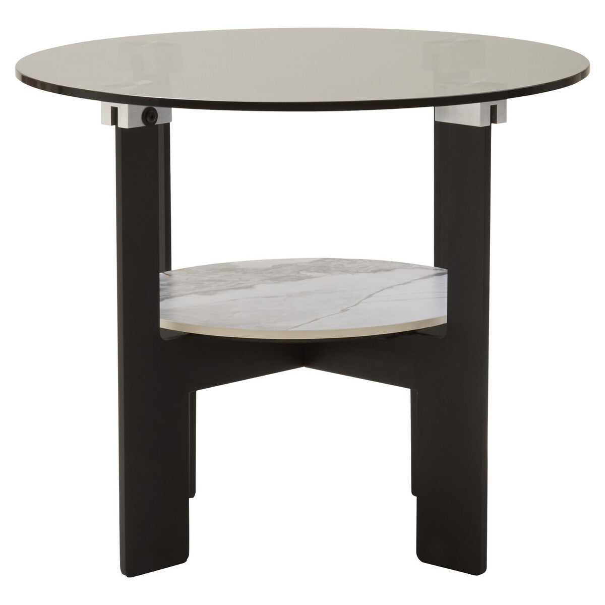 Aurora Grey Glass and Ceramic 2 Tier Small Coffee Table