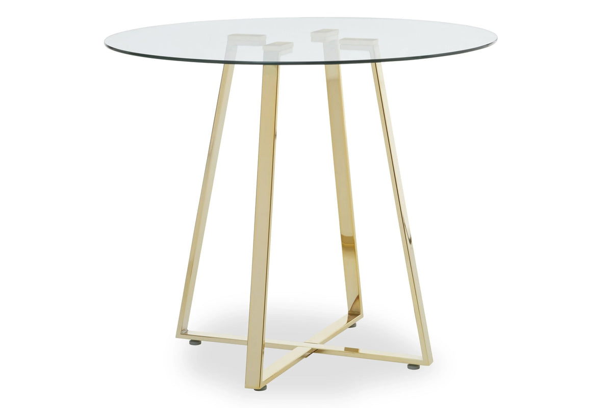 Halifax Round Glass Dining Table with Gold Finish Legs