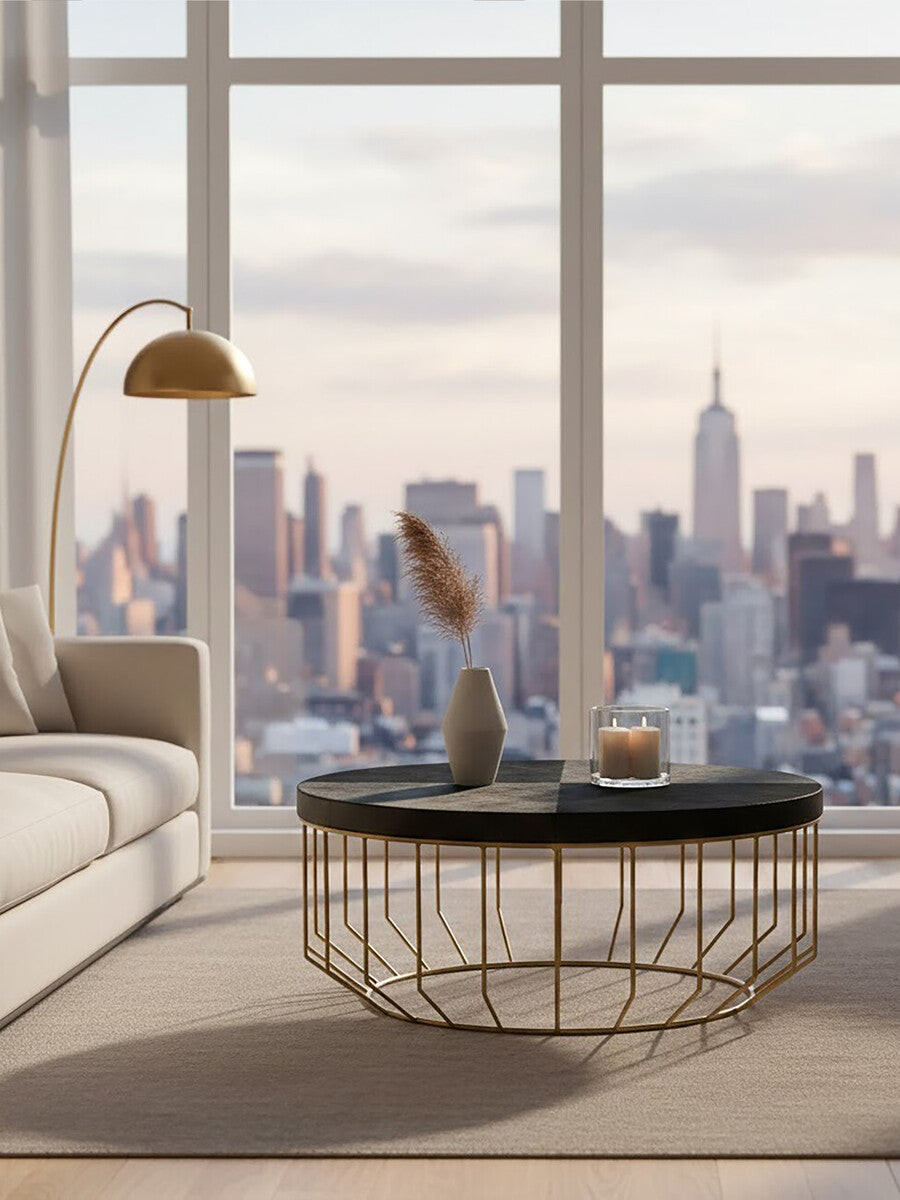 Vienna Hair On Leather Round Coffee Table