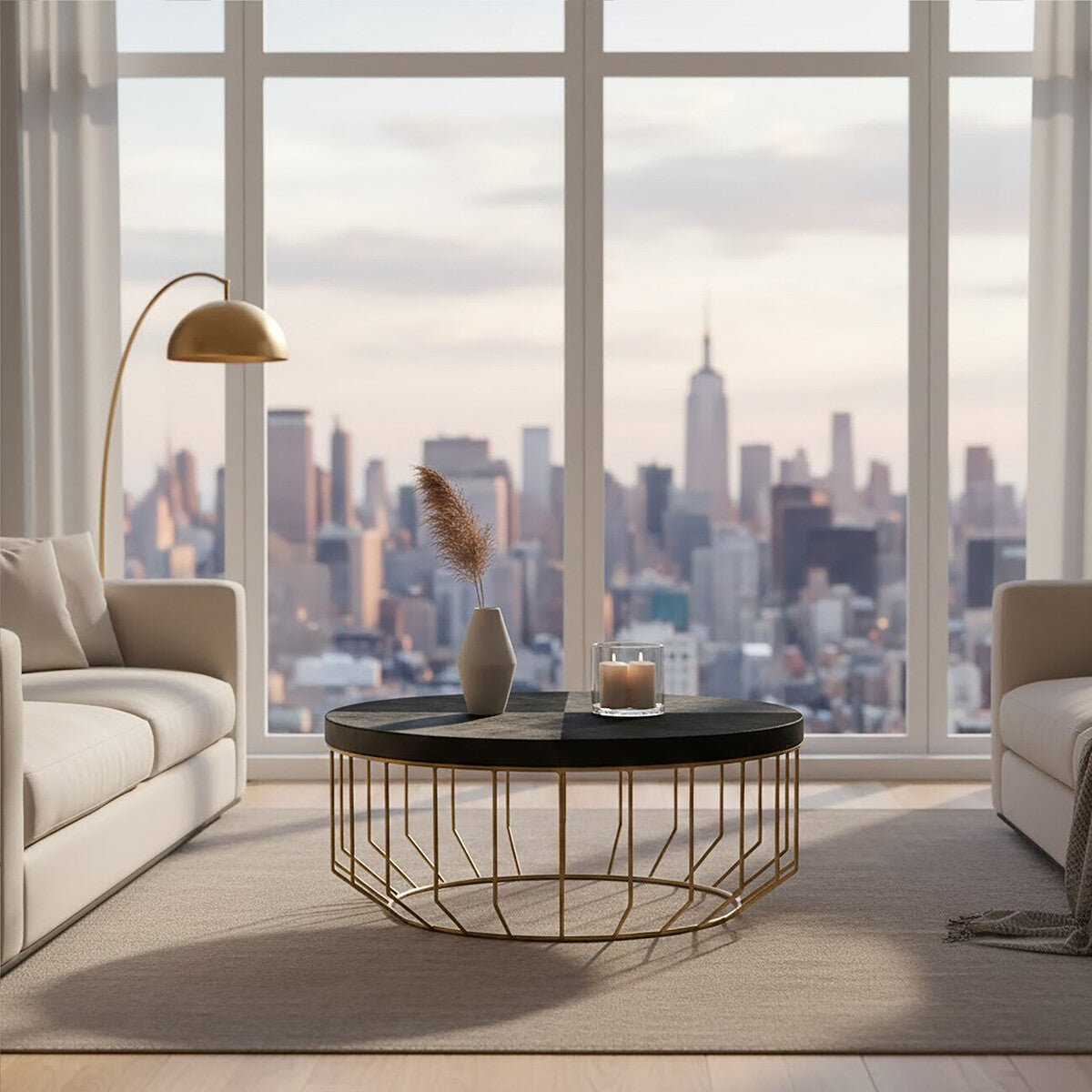 Vienna Hair On Leather Round Coffee Table