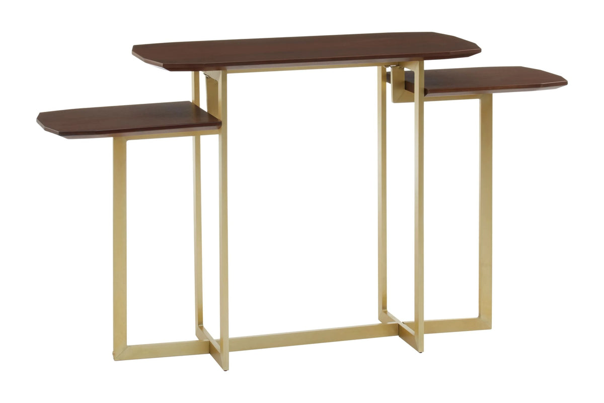 Regent 3 Tier Wooden Console Table with Gold Frame