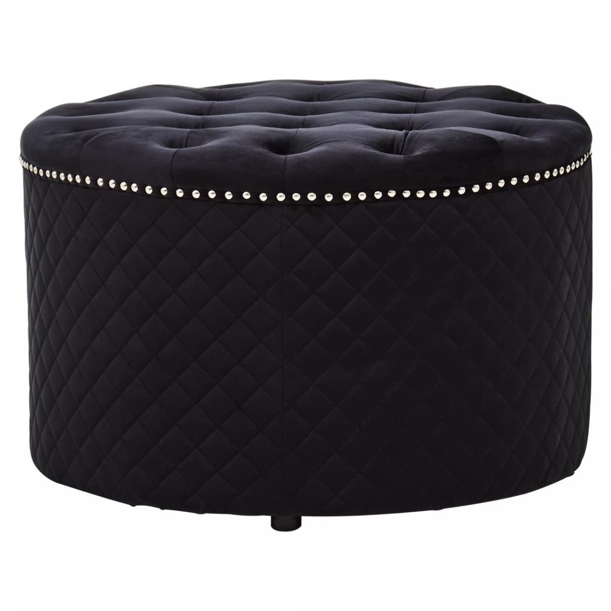 Windsor Round Velvet Ottoman #colour_black