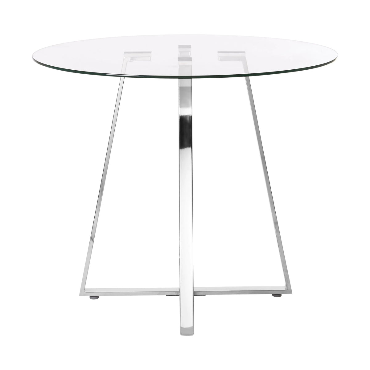 Halifax Round Glass Dining Table with Silver Finish Legs