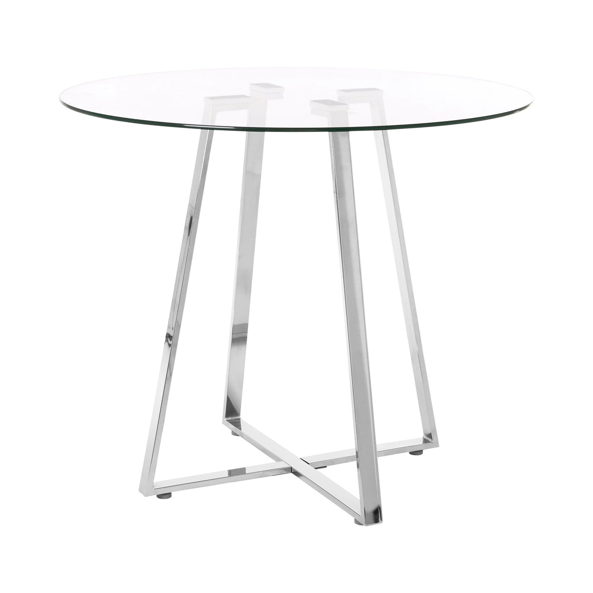 Halifax Round Glass Dining Table with Silver Finish Legs
