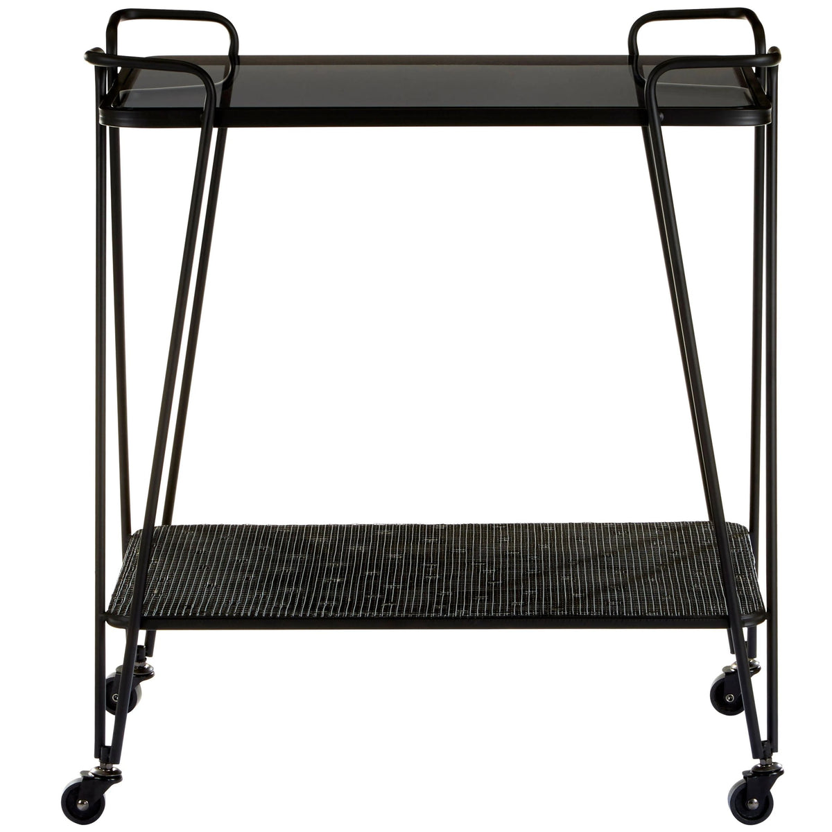 Bath Grey Glass and Black Metal Drinks Trolley