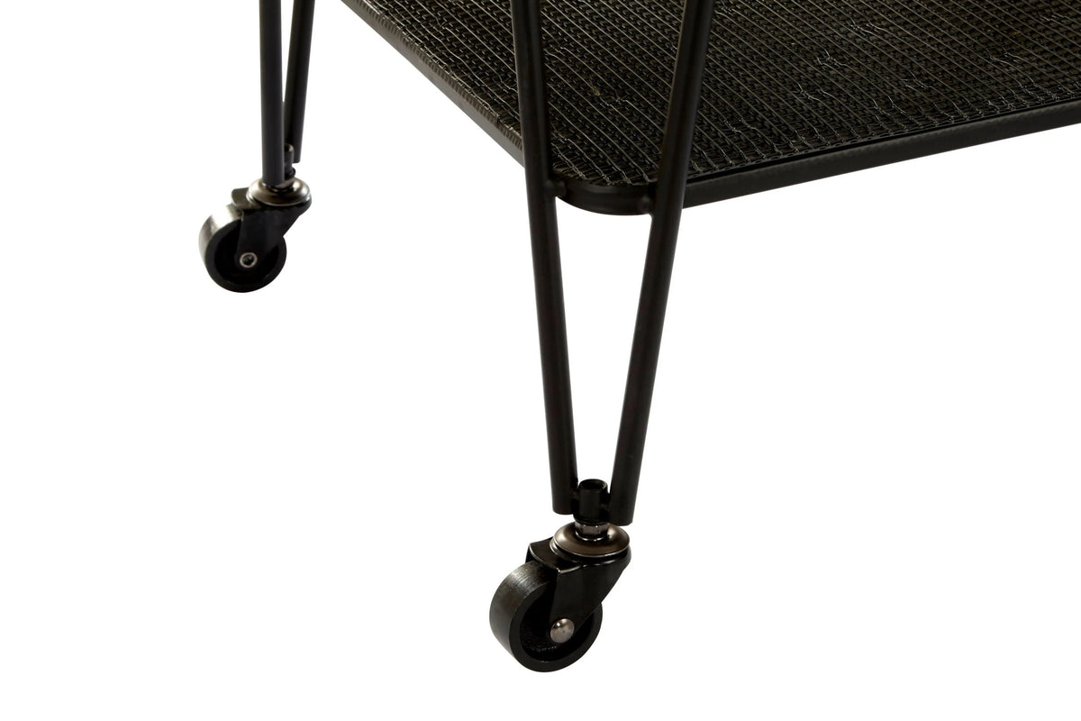 Bath Grey Glass and Black Metal Drinks Trolley