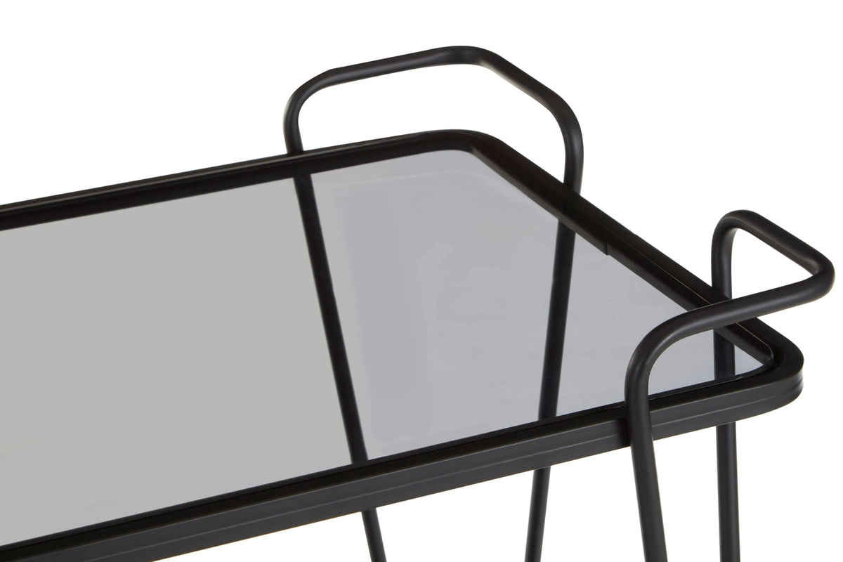 Bath Grey Glass and Black Metal Drinks Trolley