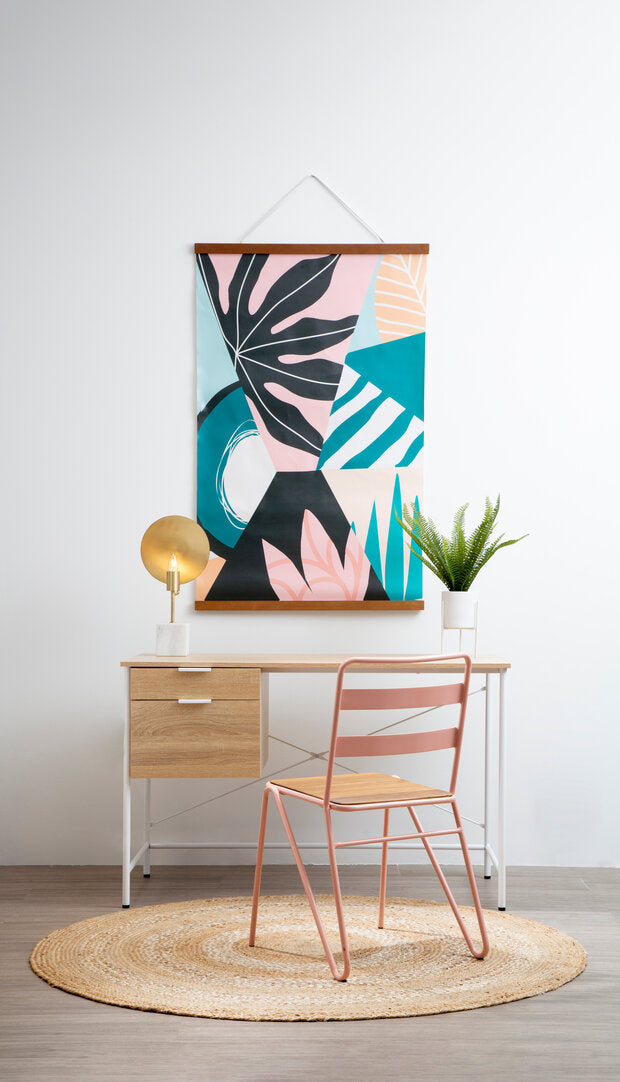 Penzance Natural Oak Veneer Desk With Drawers