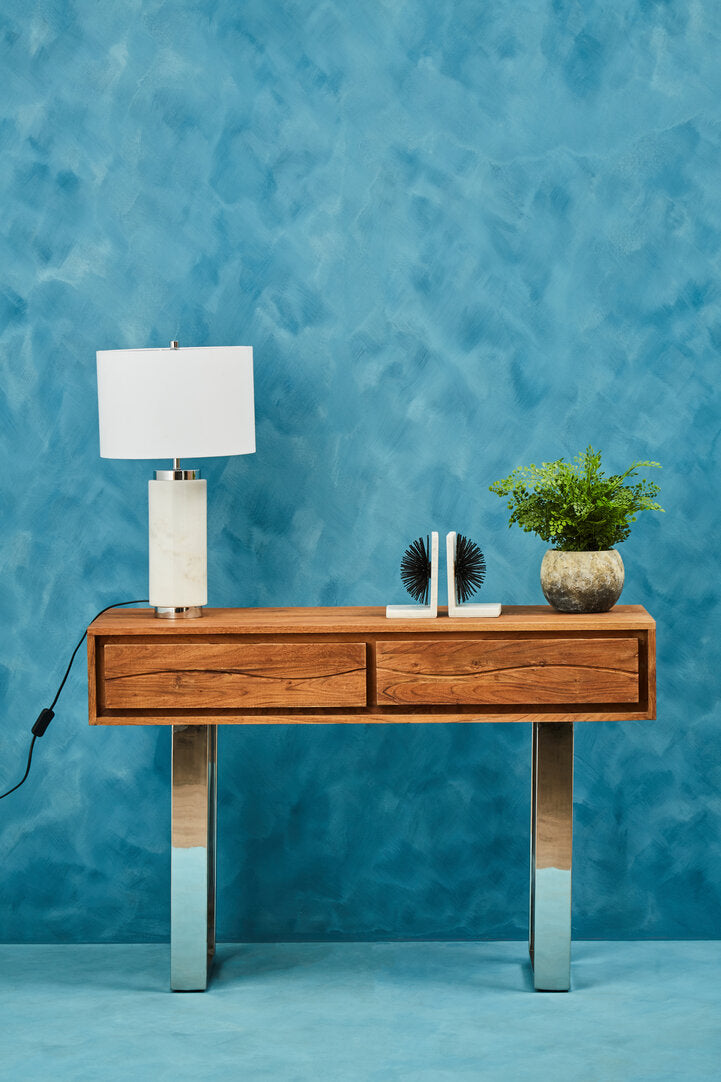 Oxford Acacia Wood Two Drawer Console Table
