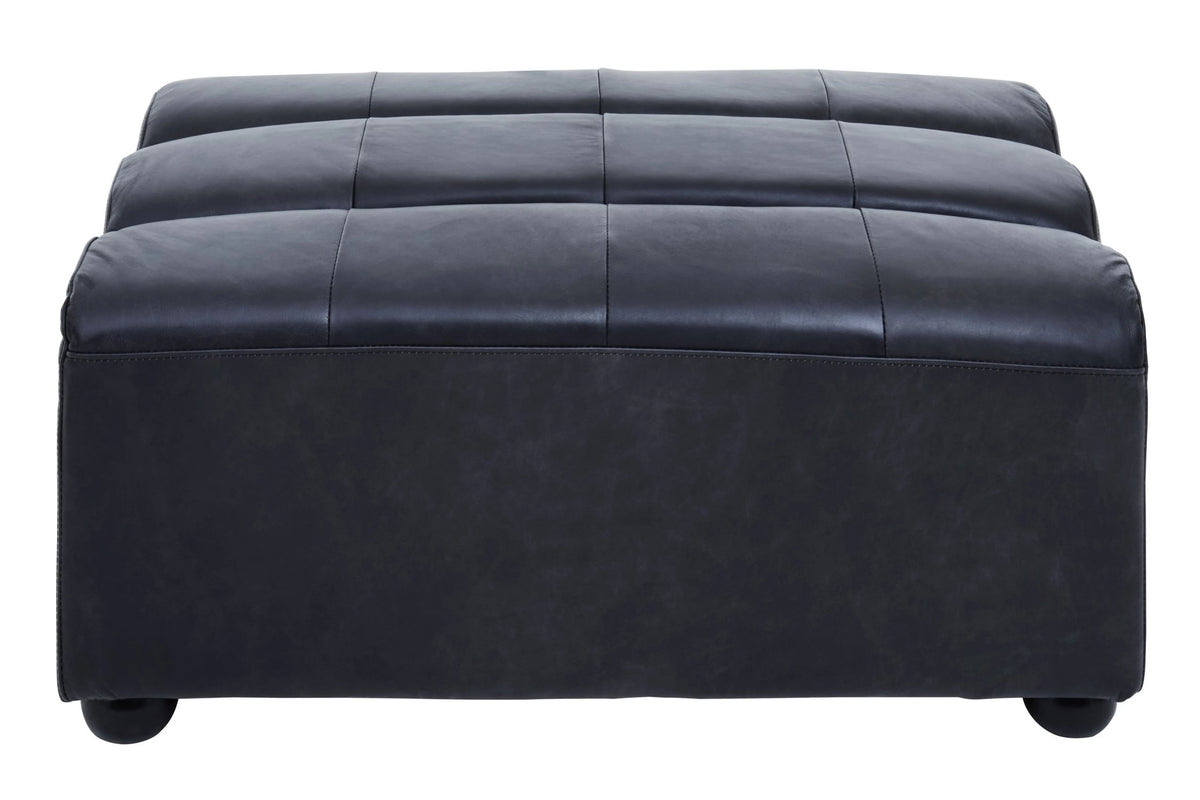 Bath Antique Black Leather Modular Ottoman