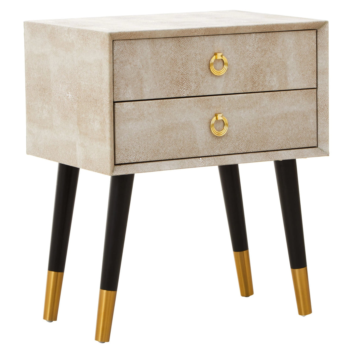 Portofino 2 Drawer Shagreen Effect Side Table