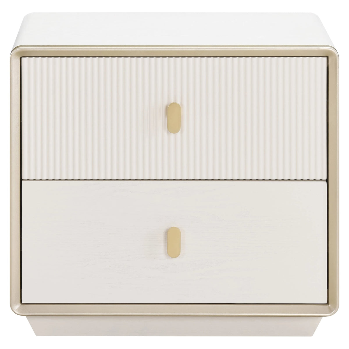 Rye Wood Veneer Two Drawer Bedside Table #colour_ivory