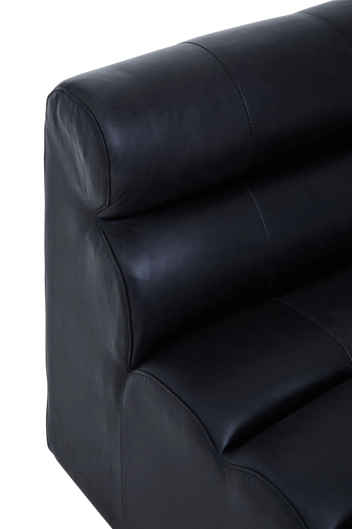 Bath Antique Black Leather Armless Modular Sofa Chair