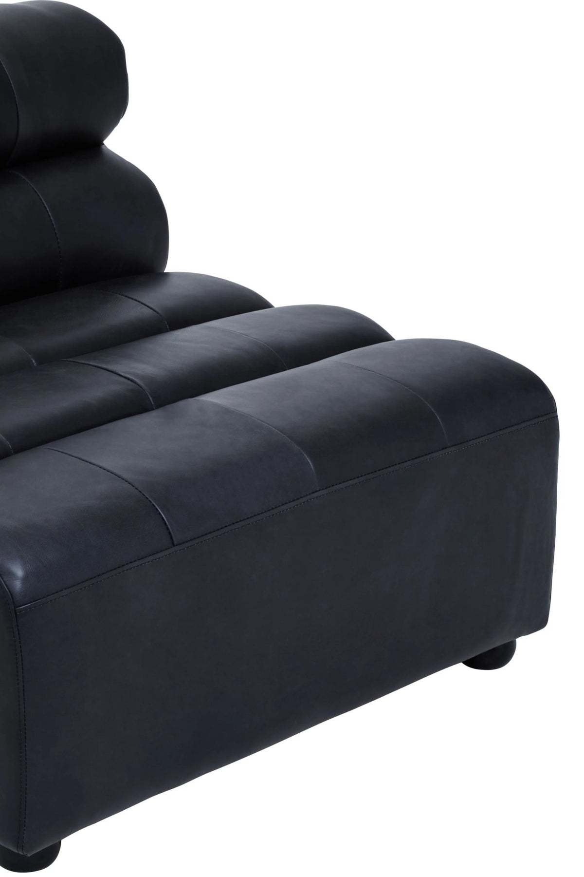 Bath Antique Black Leather Armless Modular Sofa Chair