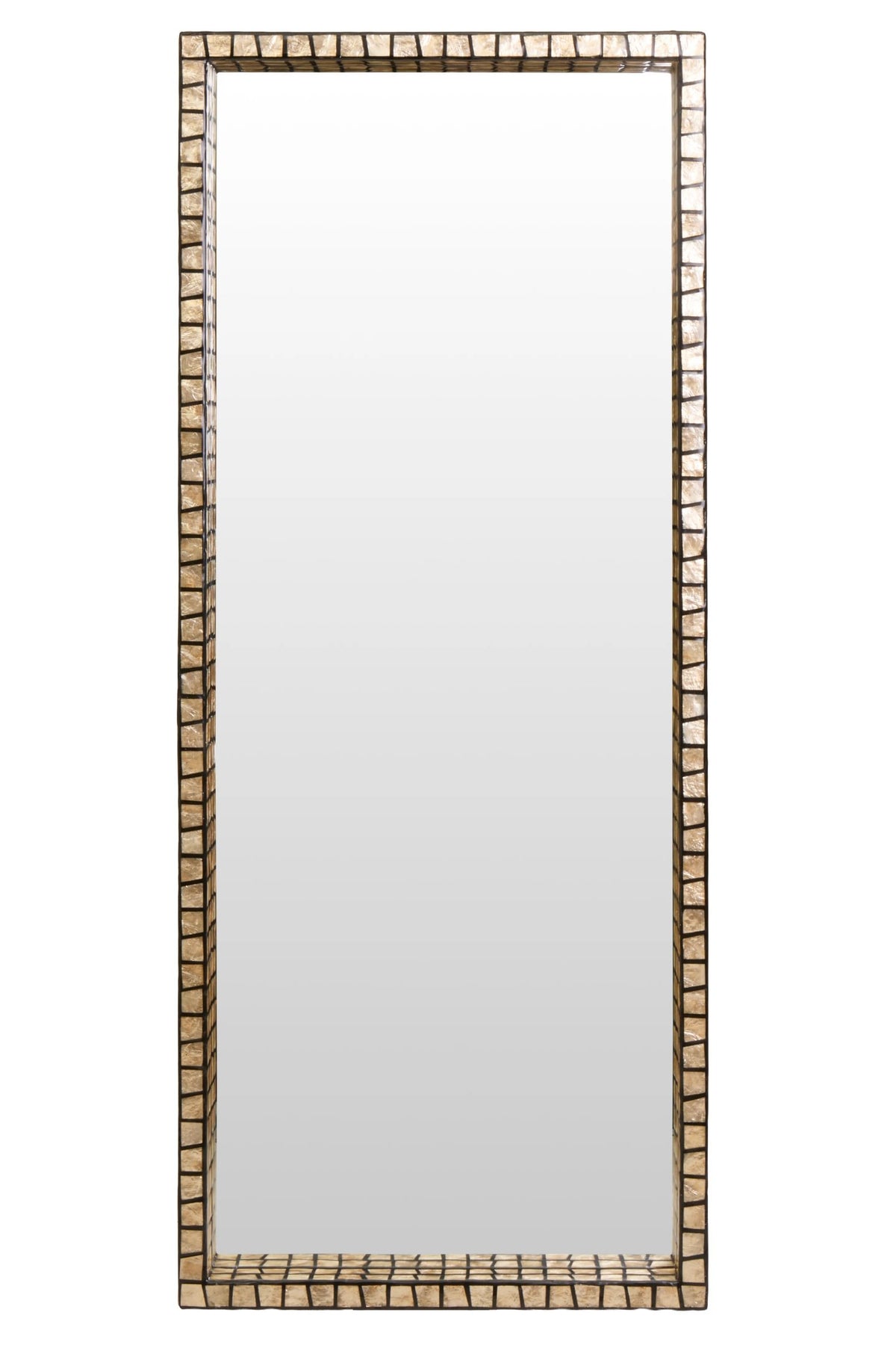 Bungay Tall Black Full Length Wall Mirror with Shell Inlay