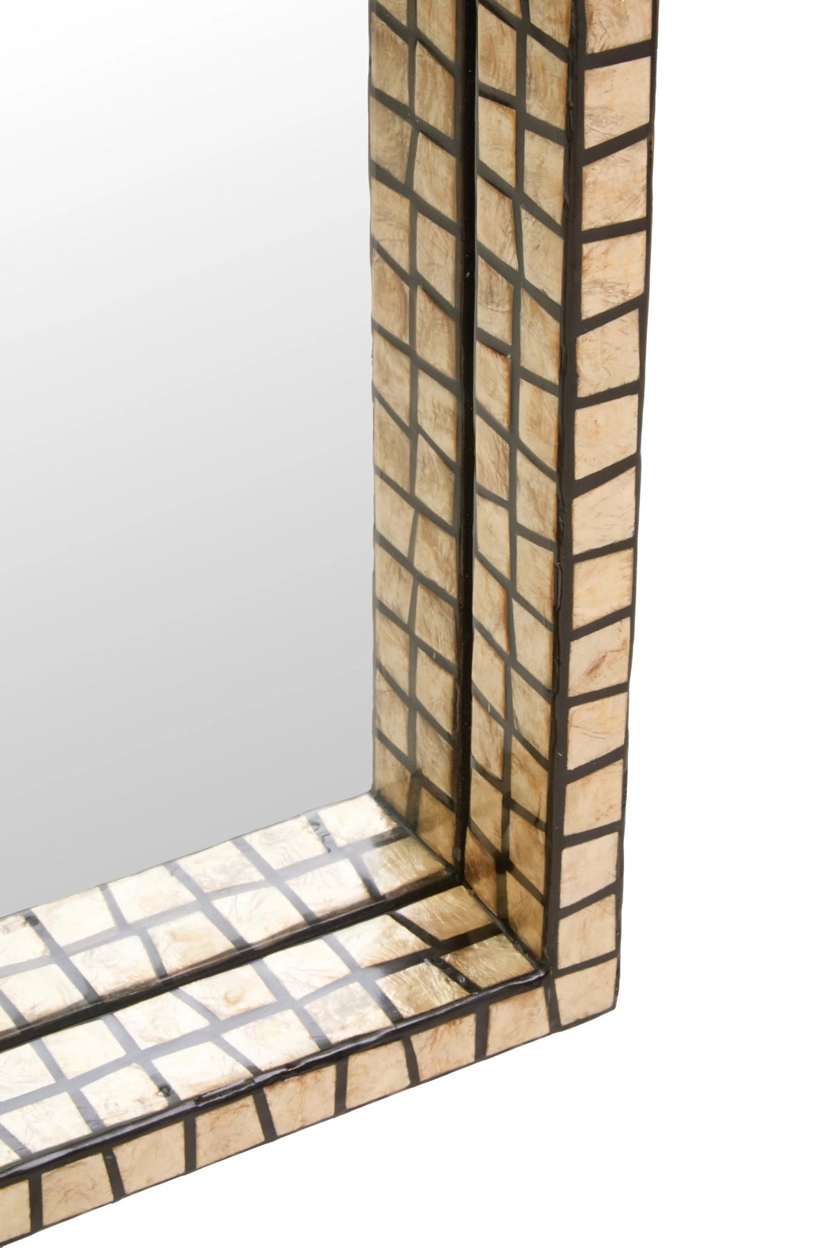 Bungay Tall Black Full Length Wall Mirror with Shell Inlay