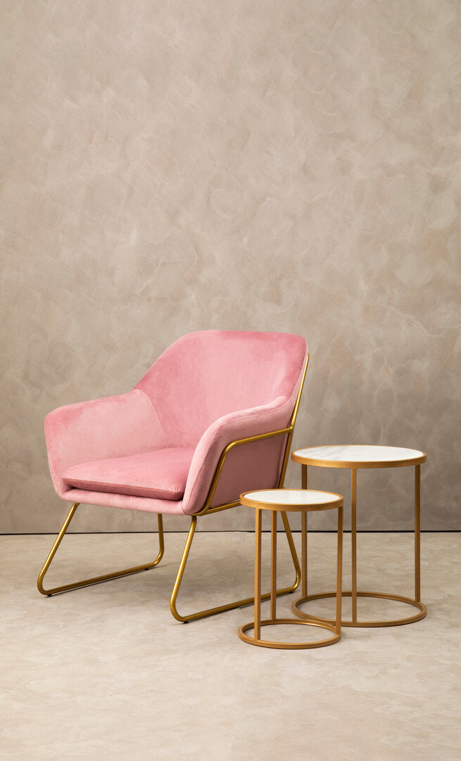 Soho White Marble and Gold Set Of Two Nesting Tables