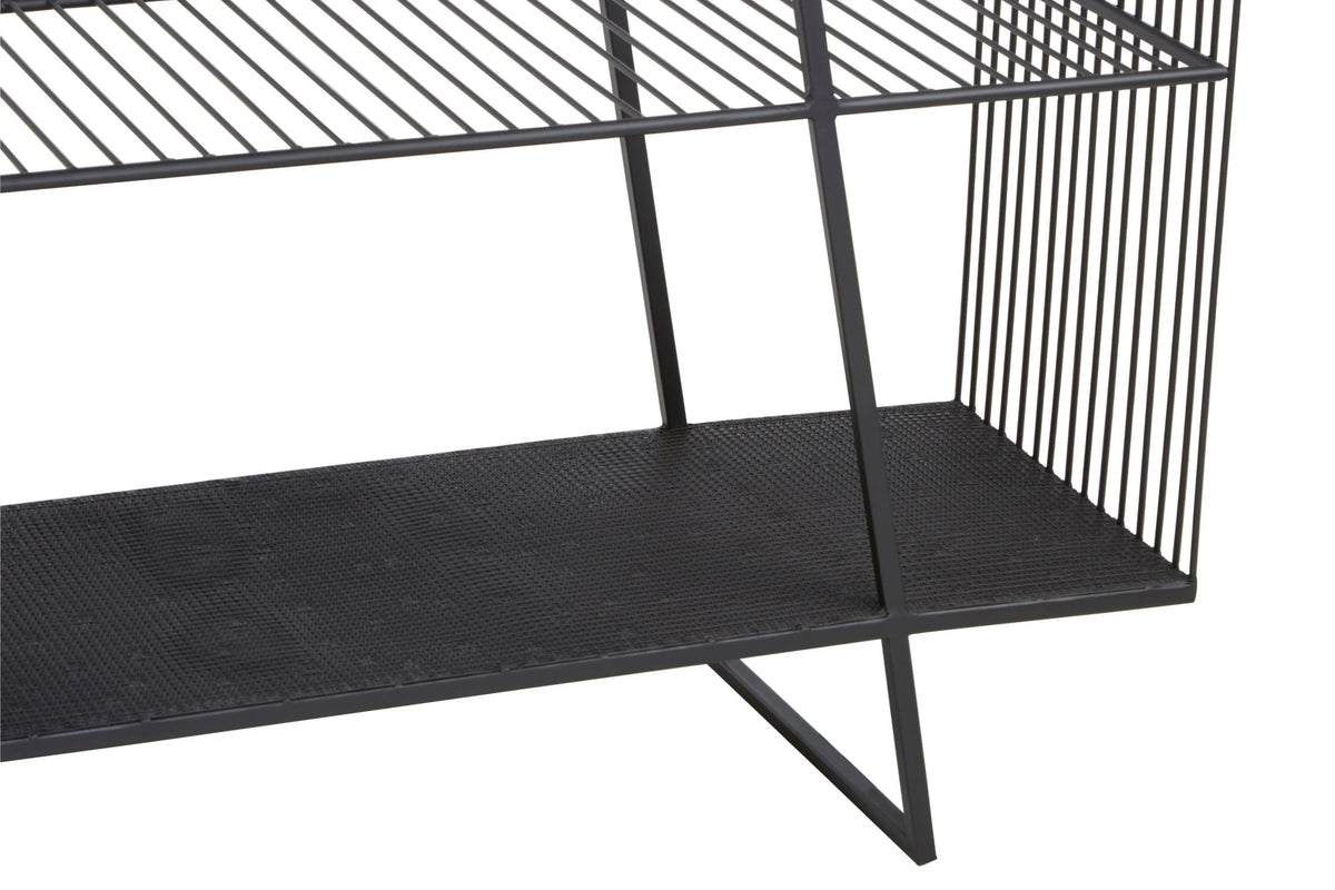 Bath Grey Glass and Black Finish Wireframe Console Table